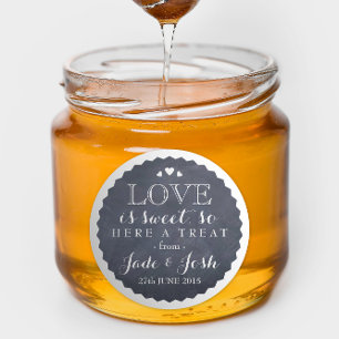 Redonda Chalkboard Corazones Boda Favor Jar Pegatina redon