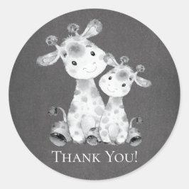 Redonda Chalkboard Giraffe Shower Gracias Pegatina Favor