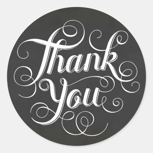 Redonda Chalkboard Gracias Pegatina (Anverso)