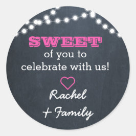 Redonda Chalkboard Luces Dark Pink Sweet Tret Pegatina