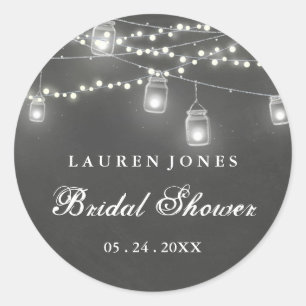 Redonda Chalkboard Mason Jar Bridal Shower Pegatina