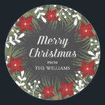 Redonda Chalkboard Merry Christmas Pegatina<br><div class="desc">Chalkboard Feliz pegatina de Navidad. ¡Personalizable. Parte de una colección de Navidades.</div>