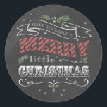 Redonda Chalkboard Merry Christmas Round Pegatina<br><div class="desc">Chalkboard Feliz pegatina de Navidad. ¡Personalizable. Parte de una colección de Navidades.</div>