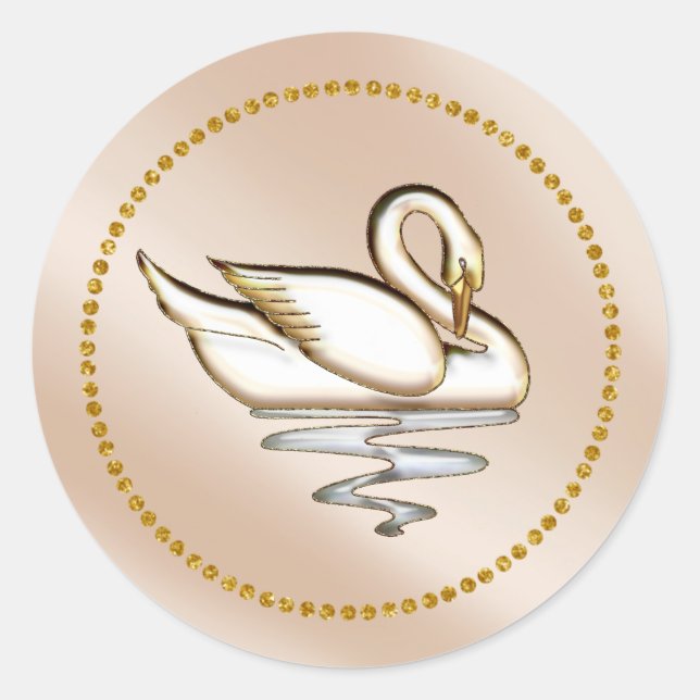 Redonda Chanpaigne Gold Swan Classic Round Pegatina (Anverso)
