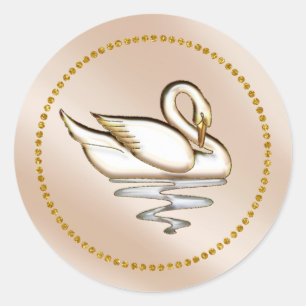 Redonda Chanpaigne Gold Swan Classic Round Pegatina