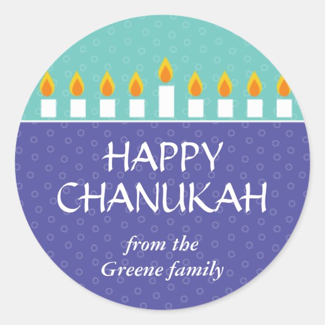 Redonda Chanukah Menorah Pegatina (Anverso)