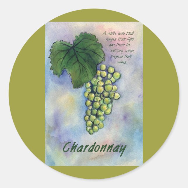 Redonda Chardonnay Wine Grapes & Description Pegatina (Anverso)