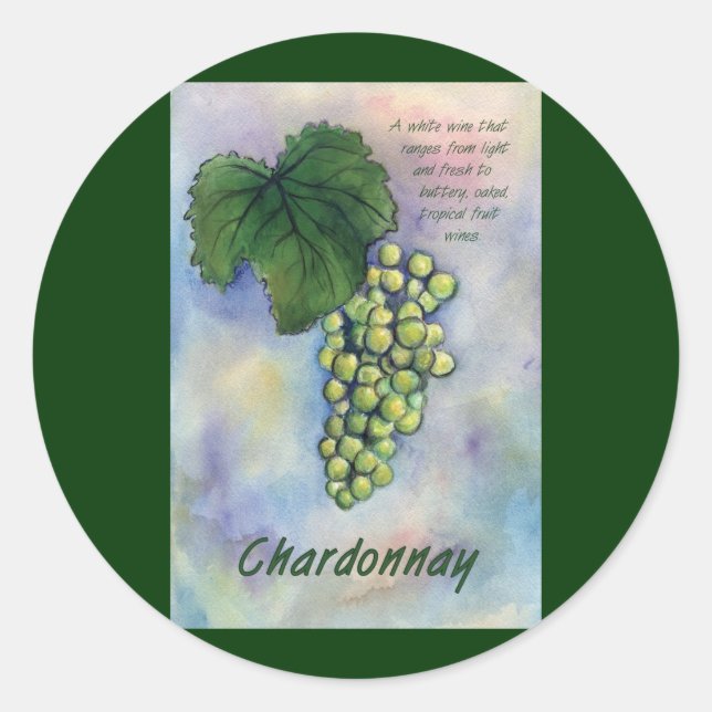 Redonda Chardonnay Wine Grapes & Description Pegatina (Anverso)