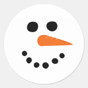 Redonda Cheery Snowman Face Pegatina