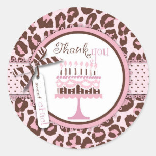 Redonda Cheetah Chica Birthday TY Pegatina