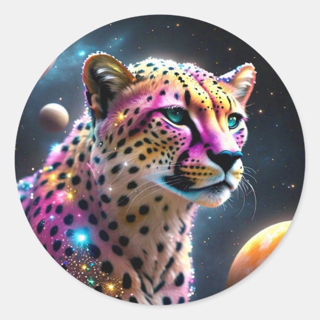Redonda Cheetah en el Pegatina espacial (Anverso)