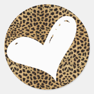 Redonda Cheetah Heart Pegatina