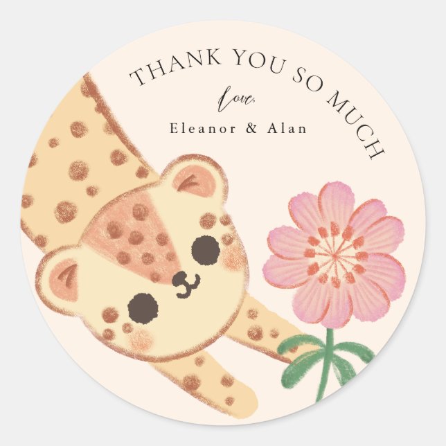 Redonda cheetah leopard jaguar panther kids Pegatina (Anverso)