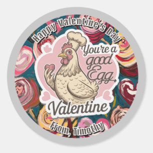 Redonda Chef Chicken Valentine Pegatina