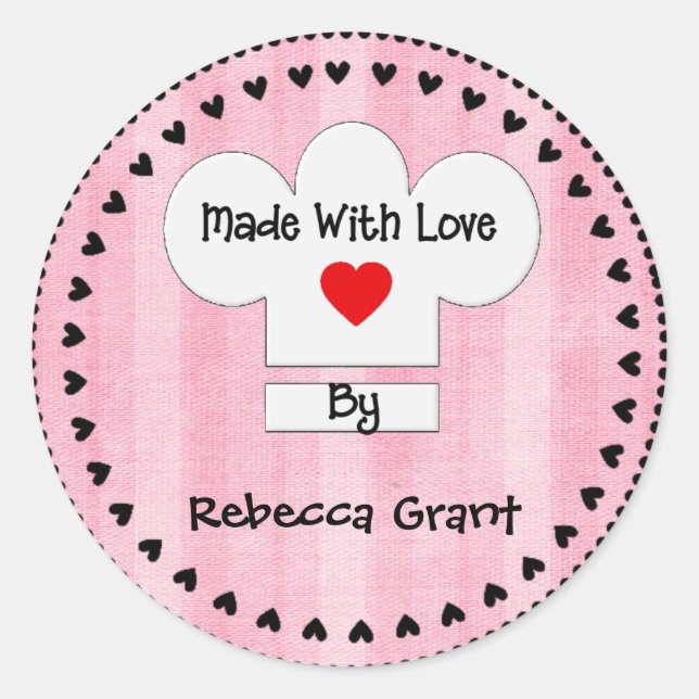 Redonda Chef Gorra hecho con amor Pegatina (Anverso)