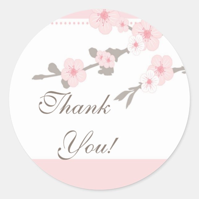 Redonda Cherry Blossom Gracias Boda Pegatina (Anverso)