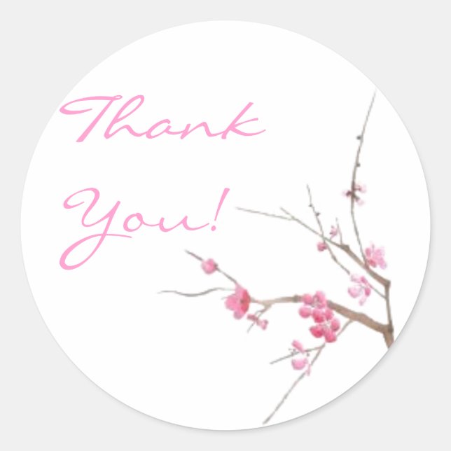 Redonda Cherry Blossom Gracias Pegatina (Anverso)
