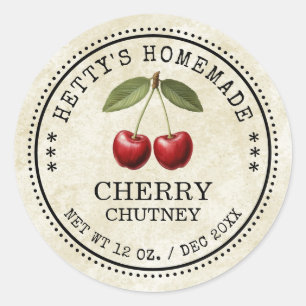 Redonda ¡Cherry chutney pegatina por tus recetas caseras!