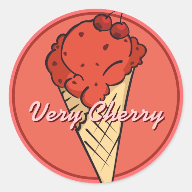 Redonda Cherry Icecream Pegatina (Anverso)