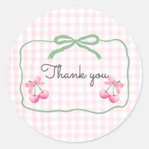 Redonda Cherry On Top First Birday Round Pegatina