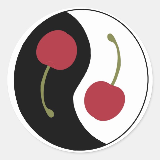 Redonda Cherry Ying Yang pegatina (Anverso)