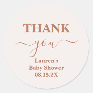 Redonda Chica Baby Shower rosa pálido Pegatina redondo clá