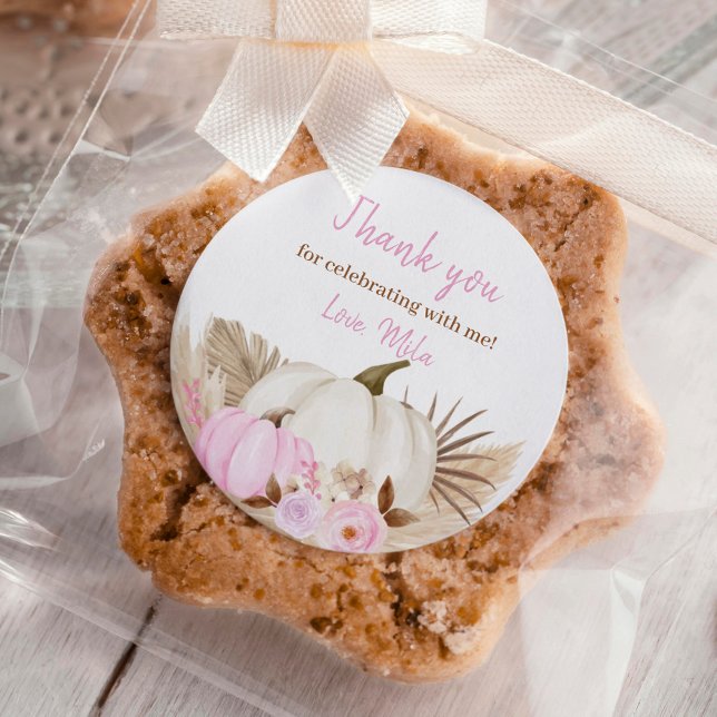 Redonda Chica de calabaza otoñal Pegatina redondo clásico (Subido por el creador)