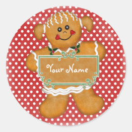 Redonda Chica de Gingerbread Polka Dot Pegatina