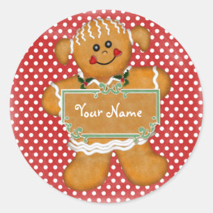 Redonda Chica de Gingerbread Polka Dot Pegatina