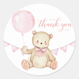 Redonda Chica de Oso Teddy Pegatina de Baby Shower Favor