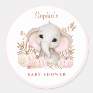Redonda Chica de otoño Pegatina redondo Baby Shower clásic