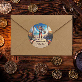 Redonda Chica de Piratas de Isla Tropical Pegatina del par