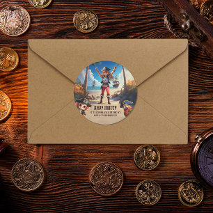 Redonda Chica de Piratas de Isla Tropical Pegatina del par