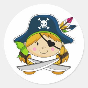 Redonda Chica Eyepatch Pegatina pirata