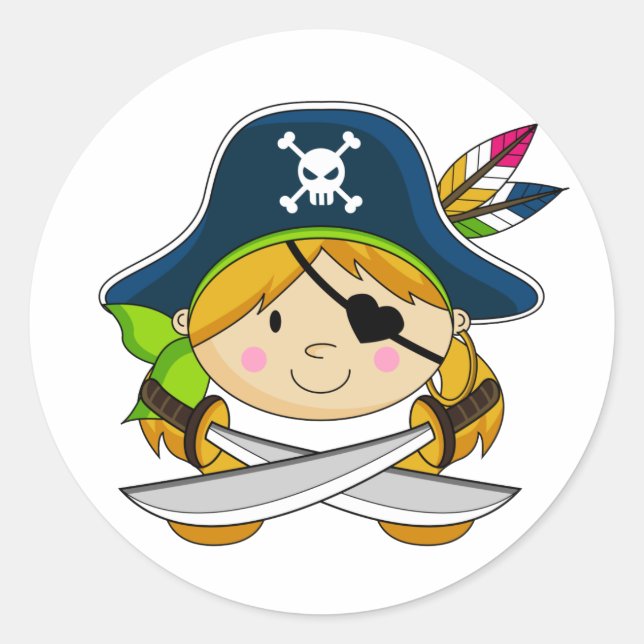 Redonda Chica Eyepatch Pegatina pirata (Anverso)