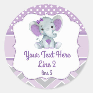 Redonda Chica gris morado Elephant Peanut Round Pegatina