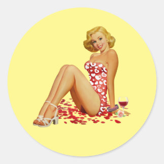 Redonda chica 'Pin Up' Pegatina personalizado para su port