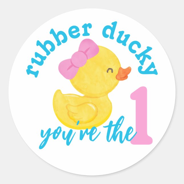 Redonda Chica Rubber Ducky Eres el Pegatina de un cumpleañ (Anverso)