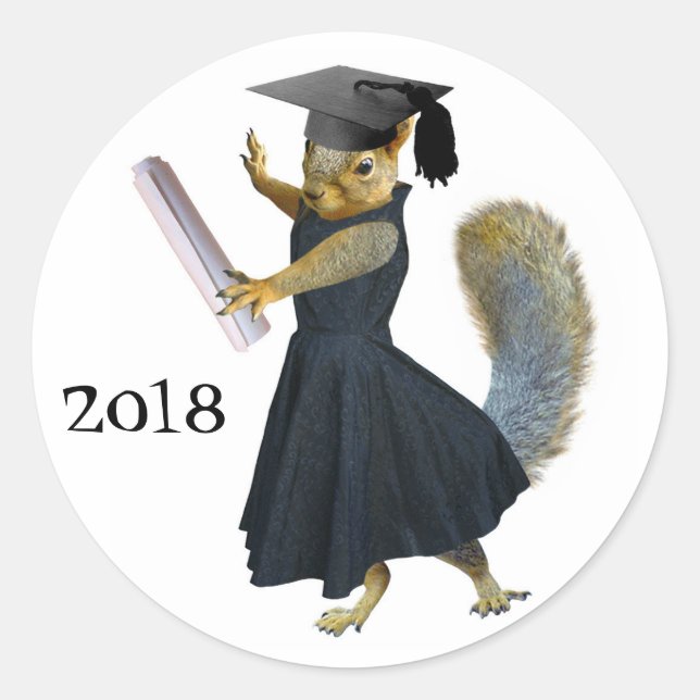 Redonda Chica Squirrel Grad 2018 Pegatina (Anverso)