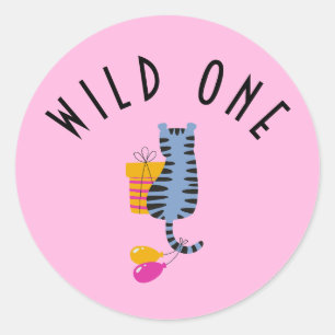 Redonda Chica Wild One First Birthday Pegatina