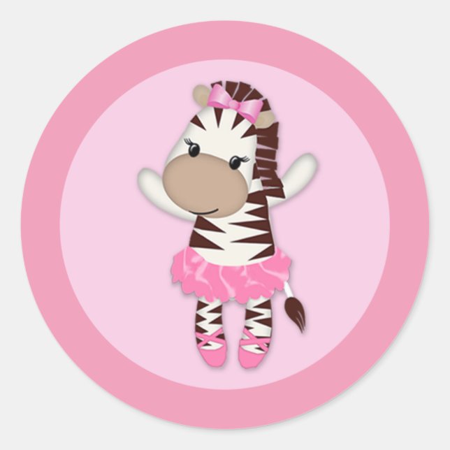 Redonda CHICA ZEBRA Tu Cute pegatina Baby Shower TTC #12 (Anverso)