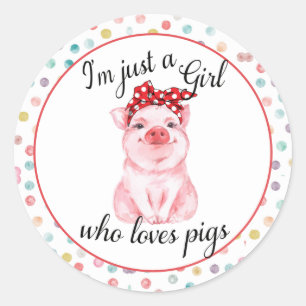 Redonda Chicas Cute Pig Lover Pegatina