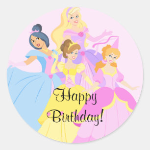 Redonda Chicas de la Princesa Real Feliz Pegatina de Cumpl