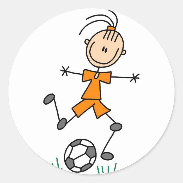 Redonda Chicas naranjas Pegatina de fútbol (Anverso)
