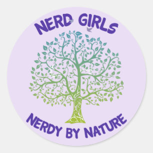 Redonda Chicas Nerdy por Pegatina de la Naturaleza