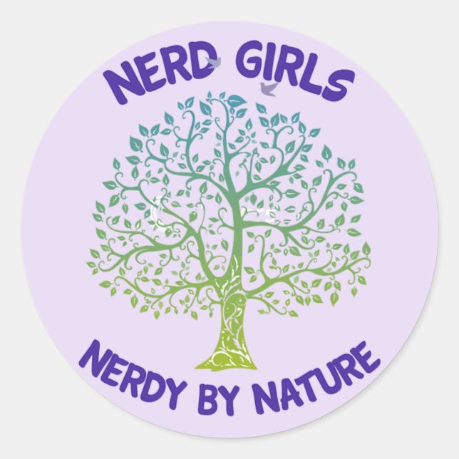 Redonda Chicas Nerdy por Pegatina de la Naturaleza (Anverso)