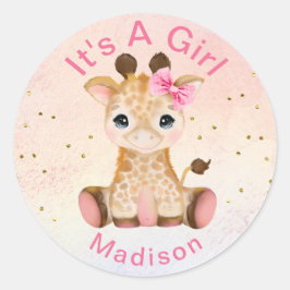 Redonda Chicas personalizados educados Pegatina de jirafa 