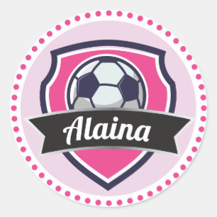 Redonda Chicas rosados de fútbol nombran Pegatina del part