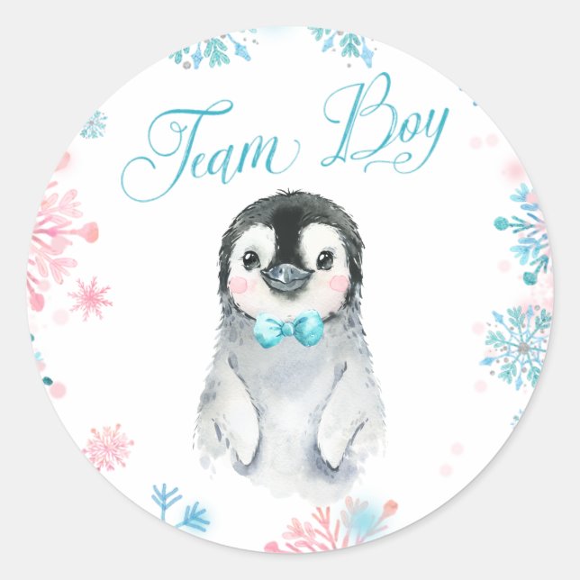 Redonda Chico de equipo pingüino Pegatina de revelación de (Anverso)