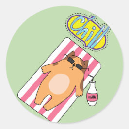 Redonda CHILL CAT POOL TIME Classic Round Pegatina